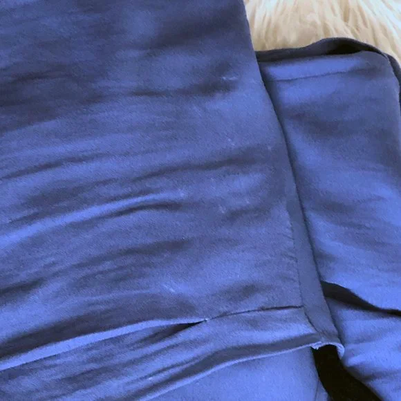 BCBGMAXAZRIA Blue Wrap Short-Sleeve Dress | Sheer Overlay | Size 8 - Picture 15 of 16